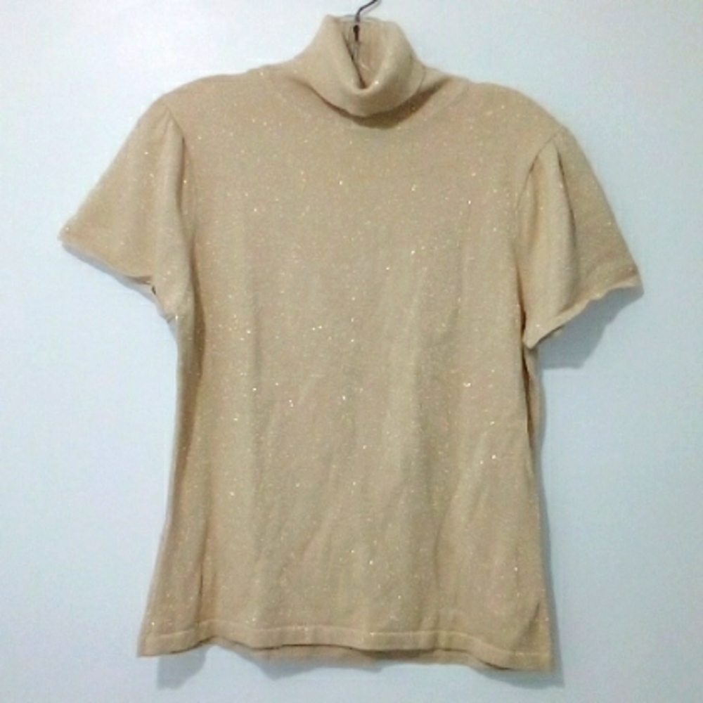 Graffiti gold tan short sleeve knit top